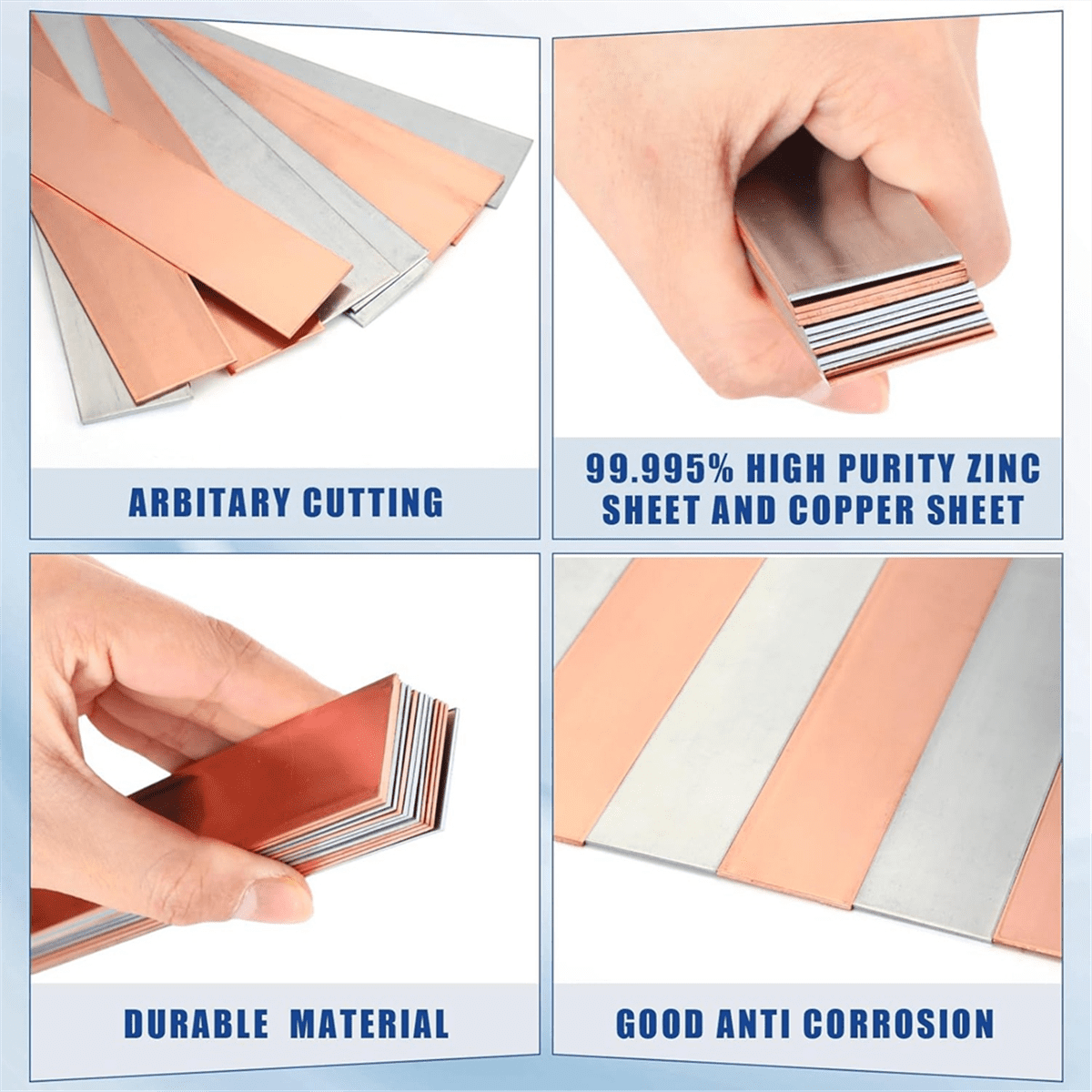 12 Pcs Pure Copper Zinc Anode Sheet 99.9% 0.04 x 0.98 x 5.98 Inch