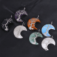 thumbnail image 2 of Collar con colgante de cristal natural con forma de luna y árbol de la vida, colgante de Reiki de piedra natural de cuarzo rosa, 2 of 5