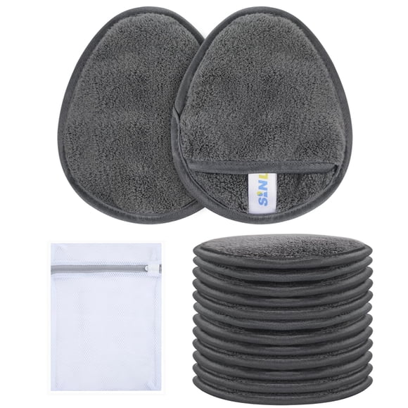 Almohadillas desmaquillantes SINLAND de microfibra reutilizables, paquete de 12