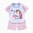 thumbnail image 1 of COMVALUE Ensemble T-Shirt à Manches Courtes et Short pour Enfants avec Graphique d'Animaux (Rose Pâle, 5-6 Ans), 1 of 4
