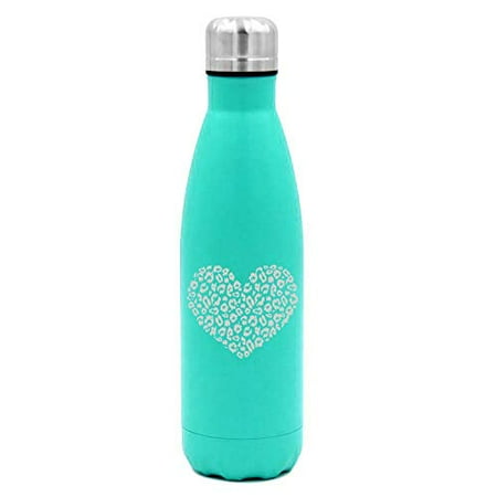 

MIP Brand 17 oz. Double Wall Vacuum Insulated Stainless Steel Water Bottle Travel Mug Cup Leopard Print Love Heart (Light-Blue)
