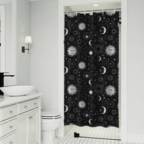 Black White Zodiac Sun Moon Pattern Shower Curtain 36"x72" ,Bathroom Decorative Shower Curtains Set with 12 Hooks,Modern Waterproof Washable Shower Curtain