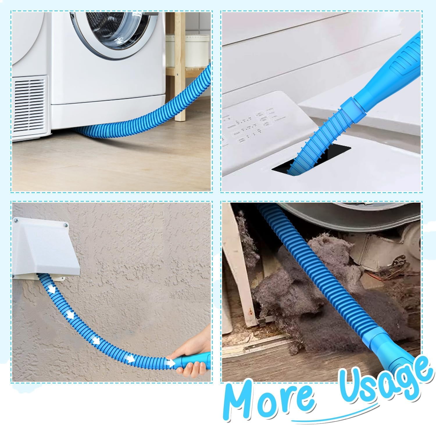 Sealegend 2 Pieces Dryer Vent Cleaner Kit New Upgrade Dryer Lint Brush Vent Cleaner Vacuum Attachment, No Noise Vacuum Hose