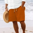 thumbnail image 2 of Summer Akafmk Summer Mens Cotton Linen Shorts,Plus Size Mens Casual Shorts,Men's Imitation Cotton Linen Pockets Elastic Waist Shorts Straight Leg Sports Pants Beach Pants Knee Length Shorts, 2 of 5