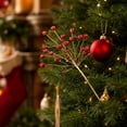 thumbnail image 3 of Christmas Red Artificial Berry Pick, Faux Red Berry Stem with Golden Wire, Berry Sprig for Christmas Wreath, Garland, Vase Floral Arrangement & Holiday DIY Craft Decoration, 3 of 4