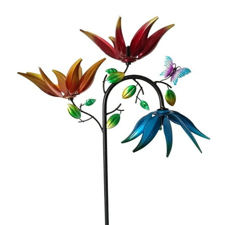 Colorful Flower Wind Spinner: Modern Outdoor Decor, Easy Assembly & Mesmerizing
