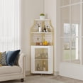 thumbnail image 1 of Ourlova Corner Bar Cabinet 5-Tier Industrial Corner Wine Cabinet with Removable Glass Rack Liquor Storage Cabinet with Adjustable Shelves Home Bar with Glass Doors and Baffle Gold with Light, 1 of 9