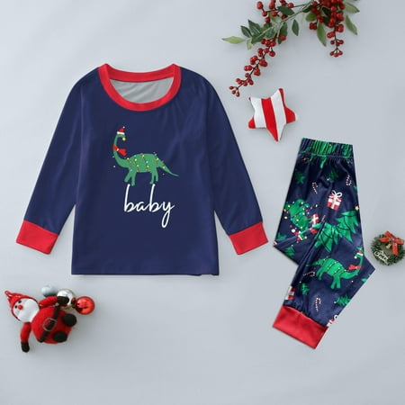 

ERTUTUYI Christmas Family Matching Pajamas Cute Dinosaur Letter Print Pajamas Long Sleeve Top And Pants Soft And Comfortable Festive Pajamas For Kids Black 130