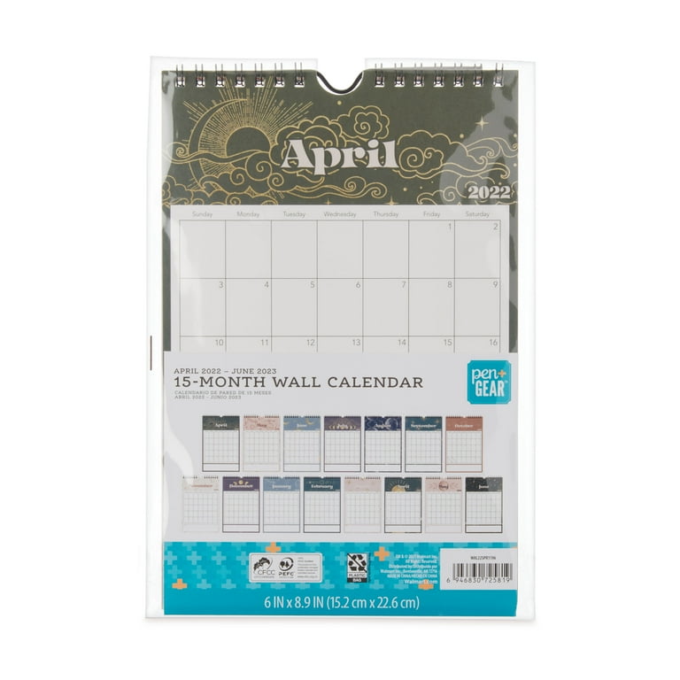 Pen+Gear 15-Month Wall Calendar, April 2022-June 2023 - Walmart.com