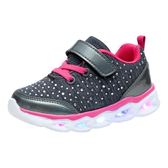 NEWMALL Girls Led Shoes Flashing Light Up Sneakers (8 Toddler,Dk.Grey)