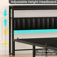 thumbnail image 7 of Homieasy Queen Size Bed Frame with Charging Station and LED Lights, Adjustable Upholstered Faux Leather Headboard, Industrial Platform Bed, Steel Slat Support, No Box Spring Needed, Black, 7 of 7