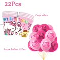 thumbnail image 1 of Hello Kitty Cartoon Party Supplies Paper Tableware Set Plate Cup Napkin Balloon Party Decoration Adult Wedding DIY Scene layout, 1 of 7