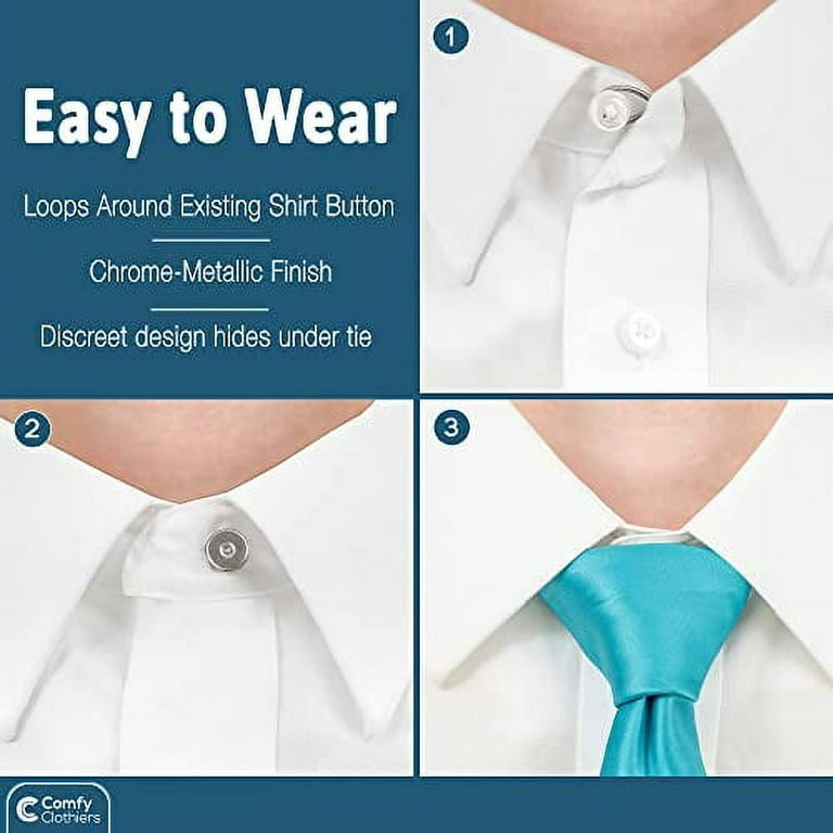 Comfy Deluxe Collar Extenders - Premium Elastic Dress Shirt Neck Button Extender (White Buttons) 3-Pack
