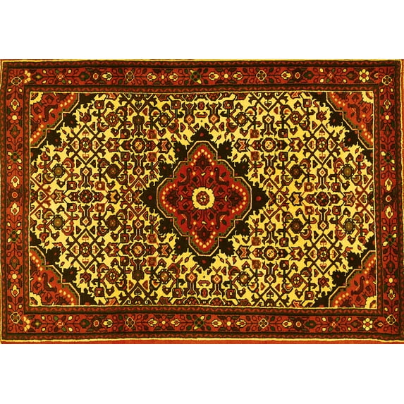 Ahgly Company Indoor Rectangle Persian Yellow Traditional Area Rugs, 6' x 9'