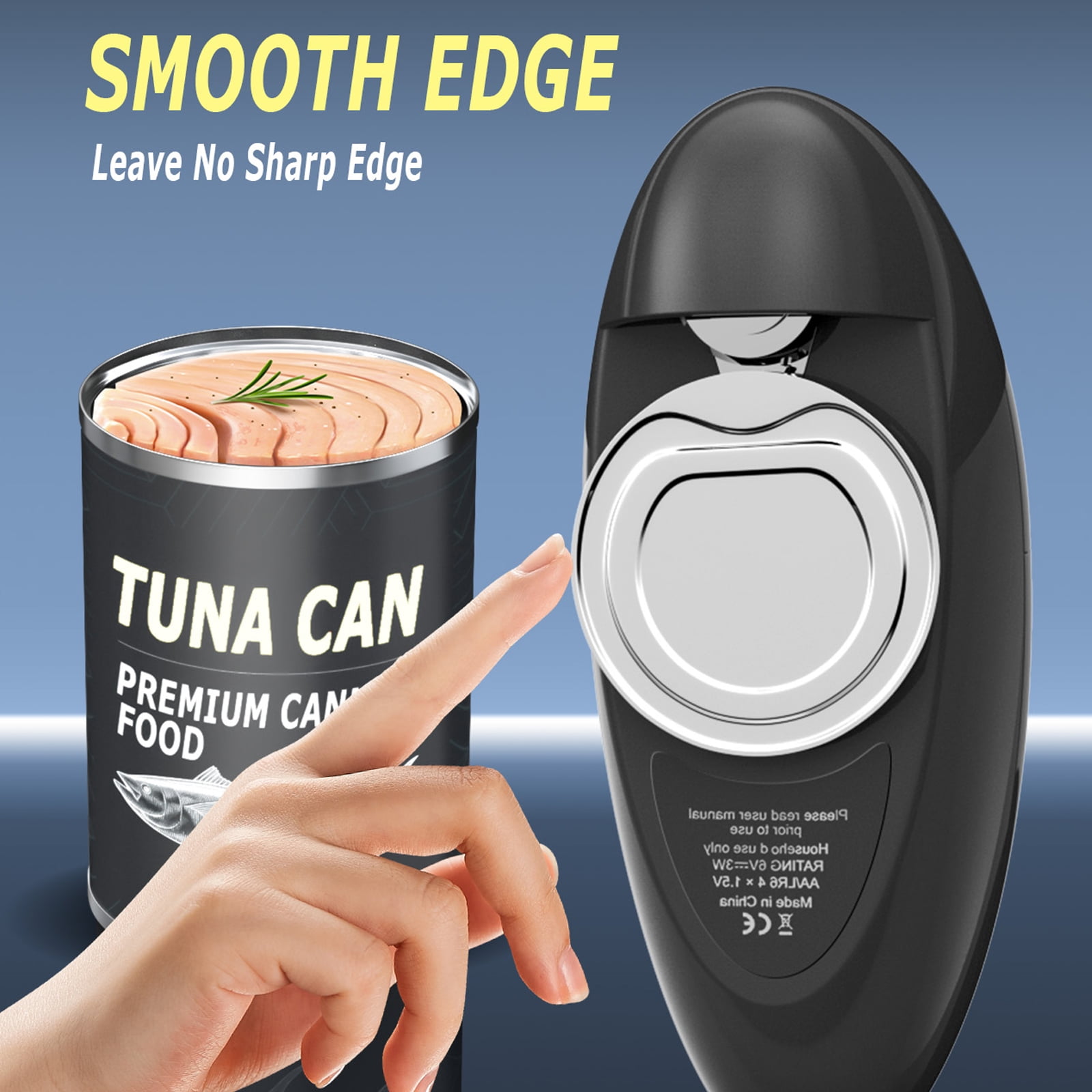 Electric Can Opener, One-Touch Automatic Can Opener with Smooth Edge, Battery Operated Handheld Can Opener for All Can Sizes, Best Kitchen Gadget for Seniors, Arthritis, and Weak Hands, Gifts (Black)