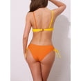 thumbnail image 3 of DARING DIVA Women's Front Cross Contrast Color Bikini Sets Large Orange Yellow, 3 of 6