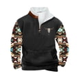 thumbnail image 2 of PNTUTB Men's Fleece Stand-up Collar Quarter Zip Casual Retro Ethnic Print Warm Pullover Sweatshirts with Pocket, 2 of 5
