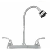 8" Center Set Two Handle Kitchen Chromed Plastic Faucet with Tall Flexible Spout for Kitchen RV Camper Motorhomes Office ADA