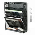 thumbnail image 1 of 5 Tier Wall File Organizer - Vertical Wall Mount File Holder with Glossy Edges - Black Office File Organizer, 1 of 11