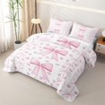 thumbnail image 3 of Erosebridal Teens Cute Love Heart Bowtie Twin Quilt Set,Girls Geometric Plaid Polka Dots Twin Coverlet Set, 3 of 7