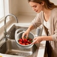 thumbnail image 4 of TAROFISH 1PC Double-Layer Colander Bowl 8.46 Inch Kitchen Strainer with Draining Basket for Pasta Fruits Vegetables Multi-purpose Food Storage Container,Grey, 4 of 5
