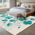 thumbnail image 4 of 5'x7' Area Rugs for Living Room Bedroom, Turquoise Flowers Washable Rug Carpet Runner Indoor Outdoor, Spring Retro Watercolor Botanical Floral Non Slip Floor Mats Area Rug for Kitchen, Nursery, 4 of 8