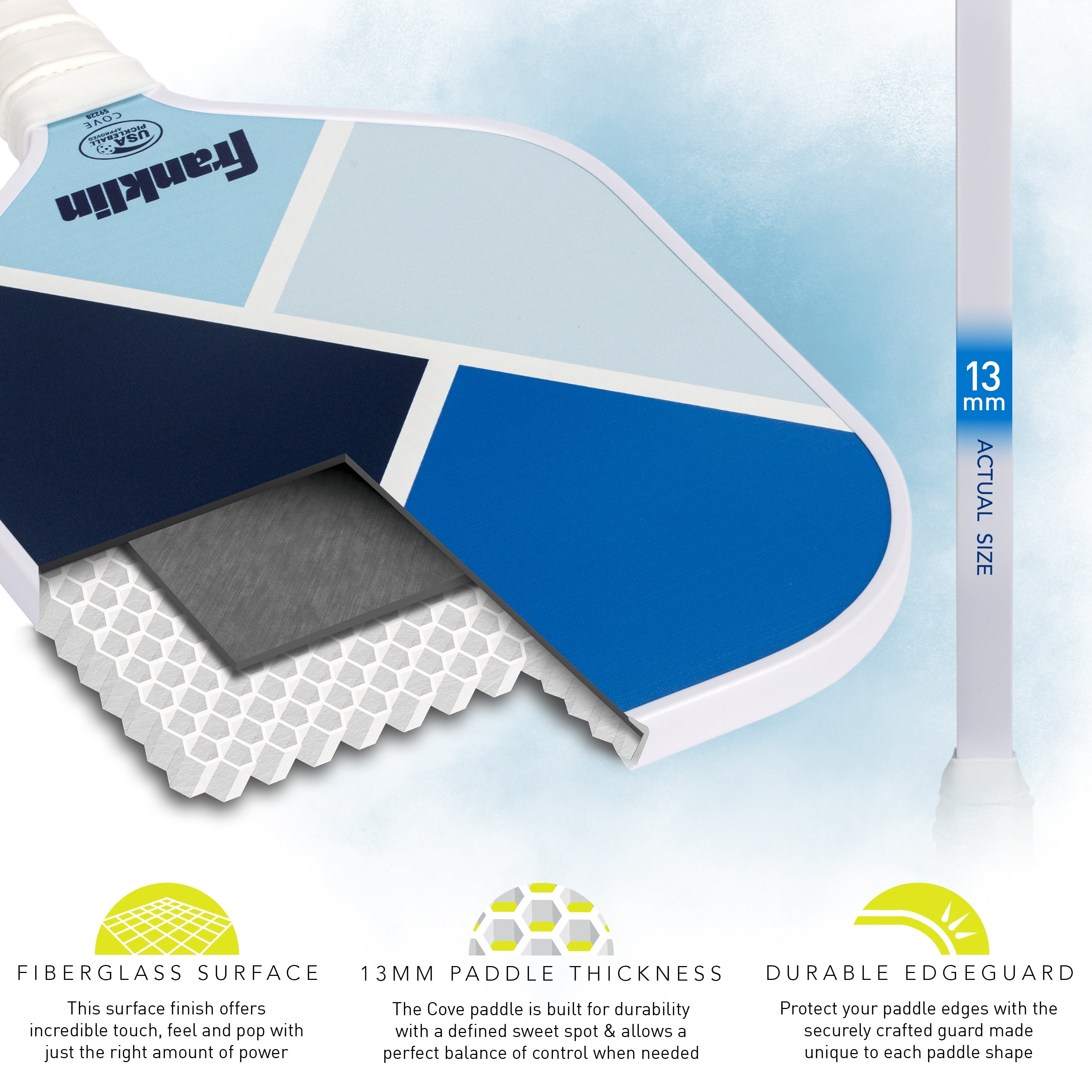 Franklin Sports 2-Player Pickleball Paddle Set - (2) Fiberglass Paddles+ (2) X-40 Pickleballs - Blue