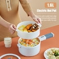 thumbnail image 5 of 1.6L Electric Hot Pot 110V Electric Cooker Skillet Non-Stick Rapid Noodles Cooker with Steamer Lid for Steak Egg Fried Rice Ramen Soup with 2 Modes Temperature Control, 5 of 8