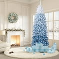 thumbnail image 1 of CazToi 7.5ft Artificial Pencil Christmas Tree Blue Gradient Pre-Lit Snow Flocked Xmas Tree for Home Office Party, 1 of 12