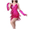 thumbnail image 2 of Wancir Cocktail Dresses for Women Sexy Deep V-Neck All-Over Fringe Spaghetti Straps Dress Sequins Feather Prom Party Dress, 2 of 8