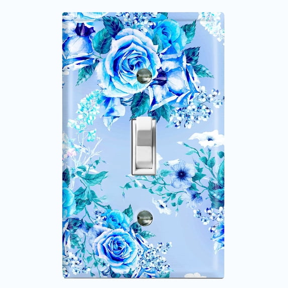 Metal Light Switch Plate Outlet Cover Colorful Rose Leaves Wallpaper ROS046