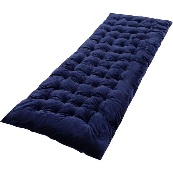 Blue Grey 75x28 Inch Extra Thick Folding Camping Cot Pad, Soft Velvet & Corduroy Comfort Mattress Topper, Portable Sleeping Cushion for Backpacking, Hiking & Outdoor Camping