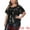 Black, variant on Women Plus Size Full Sequin Tops Short Sleeve Sparkle Night Blouses Black 1X