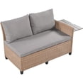 thumbnail image 7 of 5-Piece Outdoor Patio Rattan Sofa Set, L-Shaped Sectional PE Wicker Garden Furniture Set with 2 Extendable Side Tables, Dining Table and Washable Covers for Backyard Poolside Indoor, Brown, 7 of 7