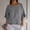 Gray, variant on Olyvenn Women's Linen Blend Ruffled-Hem Top, Round Neck, Three-Quarter Sleeves, Casual Loose Fit for Everyday & Summer Wear White XXXXL