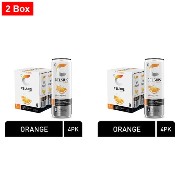 CELSIUS Sparkling Orange Energy Drink Multipack Cans 4 CT / 12 fl oz - 2 Box