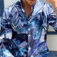 thumbnail image 2 of Camisa juvenil Pompotops de manga larga delgada con solapa casual estampada para hombres Talla M, 2 of 9