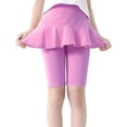 thumbnail image 2 of VNKIDY Girls Pants Solid Color Dance Skirted Knee Length Leggings Combining Style Comfort With Flared Skirt Overlay Soft Stretchy Fabric Casual Pants, 2 of 3