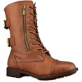 thumbnail image 3 of Top Moda Pack-72 Women's Fashion Mid Calf Combat Military Lace Up Side Boots TAN, 3 of 6