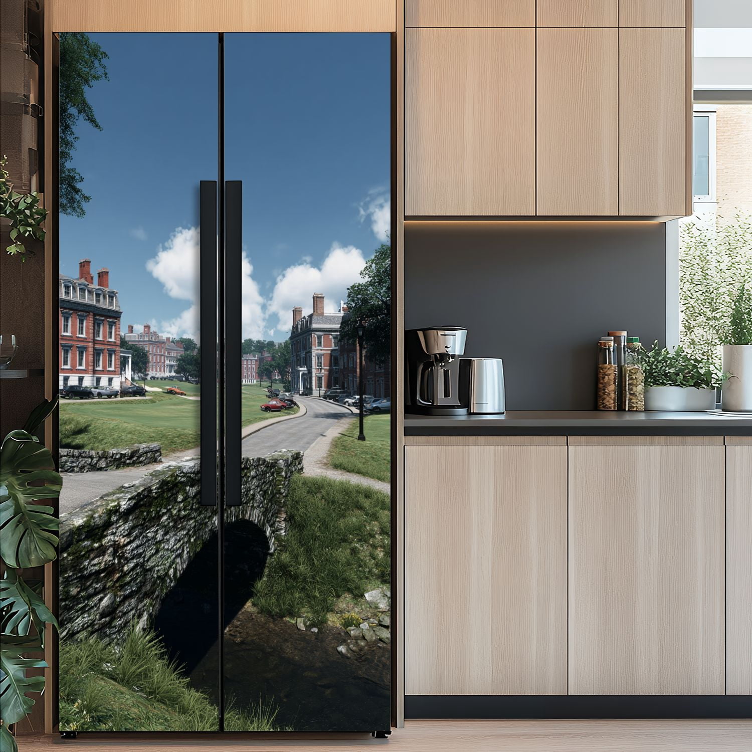 Self Adhesive Vinyl Refrigerator Wrap Set golf old course st andrews scotland old bridges pictures Door Mural Removable Fridge Sticker Peel and Stick&nbsp;Full Door Cover Decal Kitchen Bar Decor