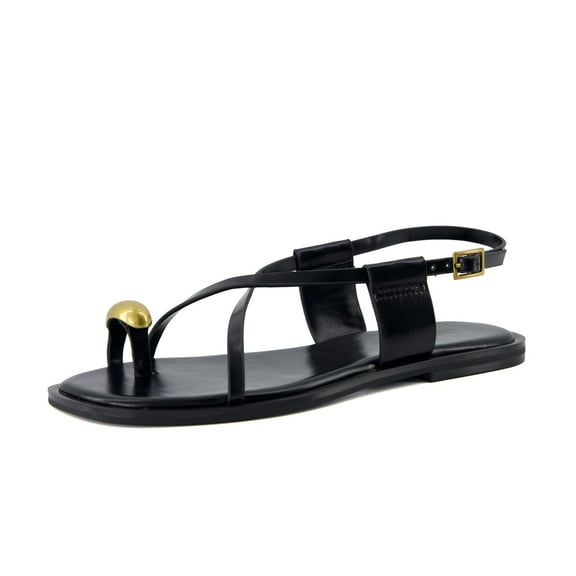 Cushionaire Corfu Flat Sandals for Women – Strappy Design with Toe Loop and Adjustable Ankle Strap – Lightweight Summer Dress Sandal