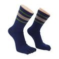 thumbnail image 5 of Unique Bargains 1 Pair Five Toe Socks Soft Striped Socks for Women Deep Blue, 5 of 6