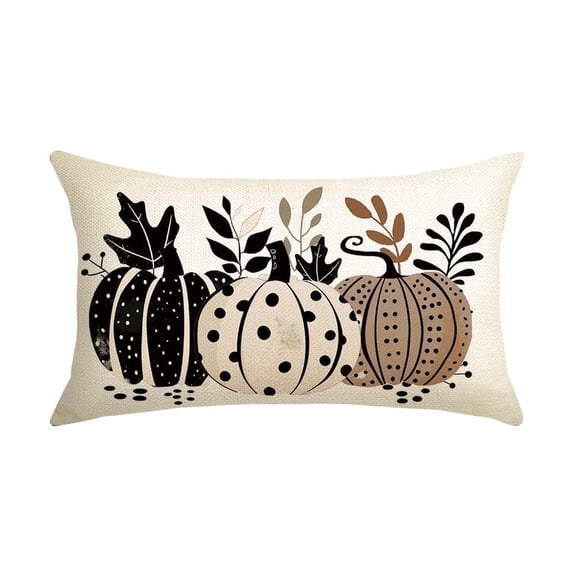 Sm:)e Polka Dot Pumpkins Fall Throw Pillow Cover 12x20 Inch, Autumn Decorative Outdoor Cushion Cover for Sofa Couch