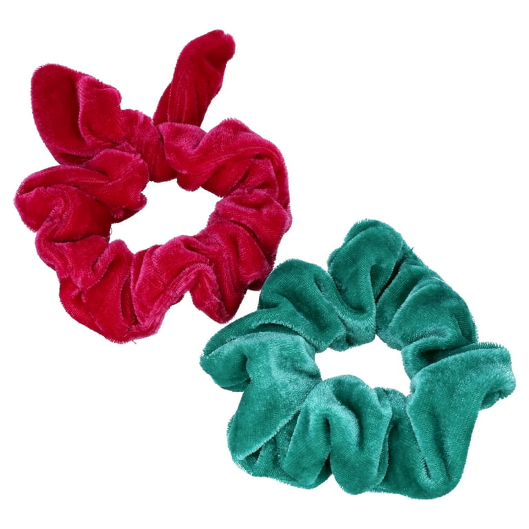 Scunci Original Scrunchies in Velvet Texture in Teal Green and