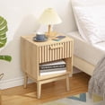 thumbnail image 6 of Boho Nightstand,Small Side Table Night Stand with Drawer Open Shelf,Bedside End Table with Wood Strip Decorated Drawer for Bedroom,Living Room,Dorm and Small Spaces (Natural), 6 of 6