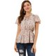 thumbnail image 1 of INSPIRE CHIC Blusa Estampado Floral Mangas Cortas Cintura Alta Cuello De Corbata Peplum Top Para Mujer Rosa M, 1 of 6