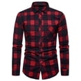 thumbnail image 4 of Conairie Mens Plaid Shirt Long Sleeve Fashion Casual Collar Regular Fit Plaid Shirt Lightweight Versatile Fall Flannel Classic Basic Tops With Pocket Red 38, 4 of 4