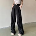 thumbnail image 4 of Video Real Shot American Overalls Summer Thin Trendy Cool Pleated Loose Casual Straight Trousers Solid Color Belt, 4 of 6