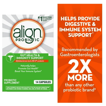 Align Probiotic Gut Health and Immunity Capsules, Unisex Daily Probiotic Supplement, 14 Ct