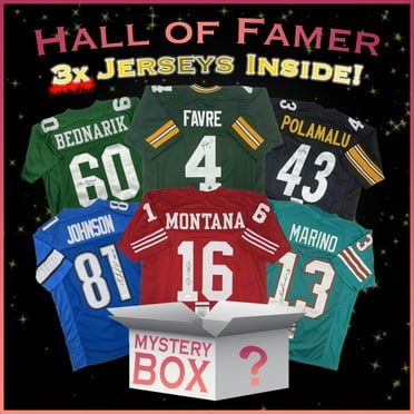 3x Hall of Famers Autographed/Signed Football Jerseys Mystery Box with PSA JSA or Beckett COA
